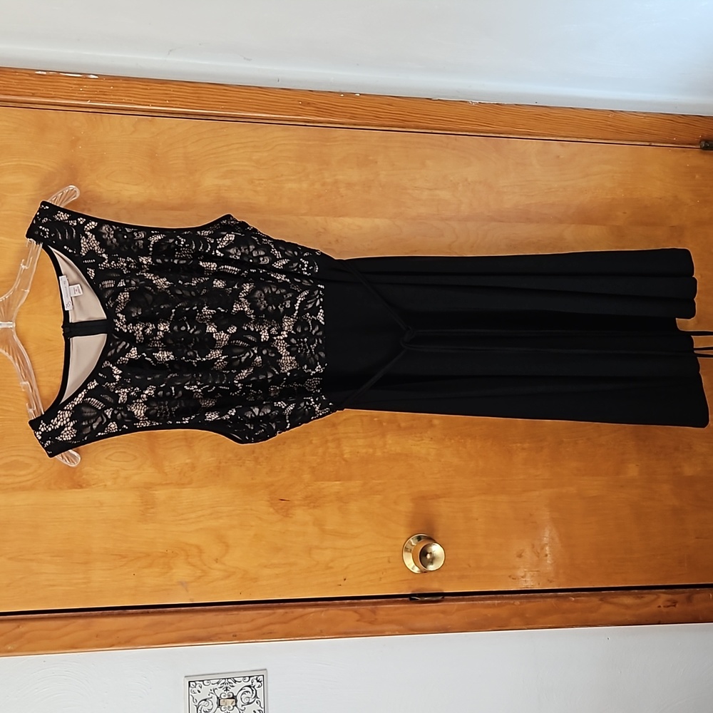 Formal black and nude knee length dress
